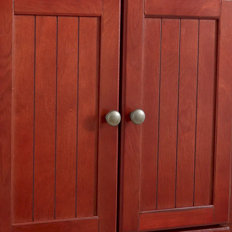 Credenza angolare da cucina a 4 ripiani in stile rustico con 8 ante, armadio alto e ripiani regolabili