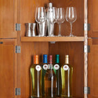 Credenza angolare da cucina a 4 ripiani in stile rustico con 8 ante, armadio alto e ripiani regolabili