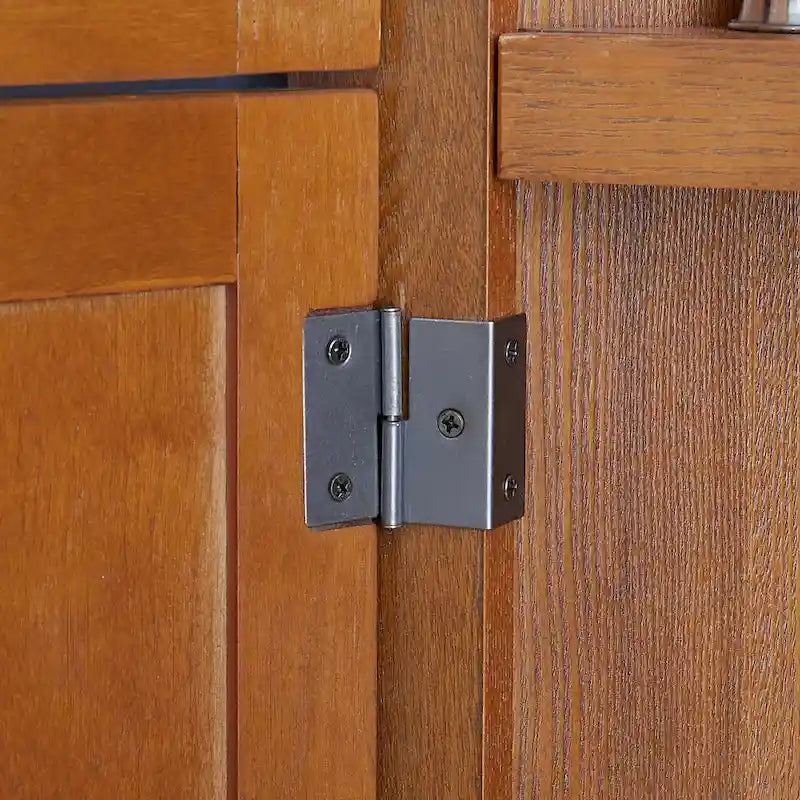 Credenza angolare da cucina a 4 ripiani in stile rustico con 8 ante, armadio alto e ripiani regolabili