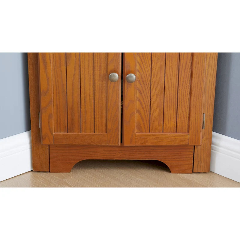 Credenza angolare da cucina a 4 ripiani in stile rustico con 8 ante, armadio alto e ripiani regolabili