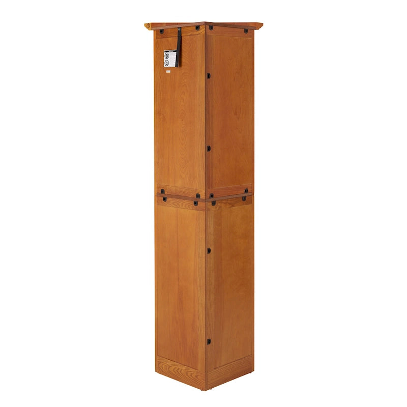 Credenza angolare da cucina a 4 ripiani in stile rustico con 8 ante, armadio alto e ripiani regolabili