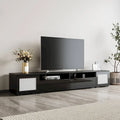 Mobile TV nero da 82,6" con ante a pressione e luci a LED per TV fino a 90"
