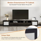 Mobile TV nero da 82,6" con ante a pressione e luci a LED per TV fino a 90"