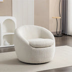 Poltrona a botte in bouclé bianco crema 31 con base girevole