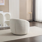 Poltrona a botte in bouclé bianco crema 31 con base girevole