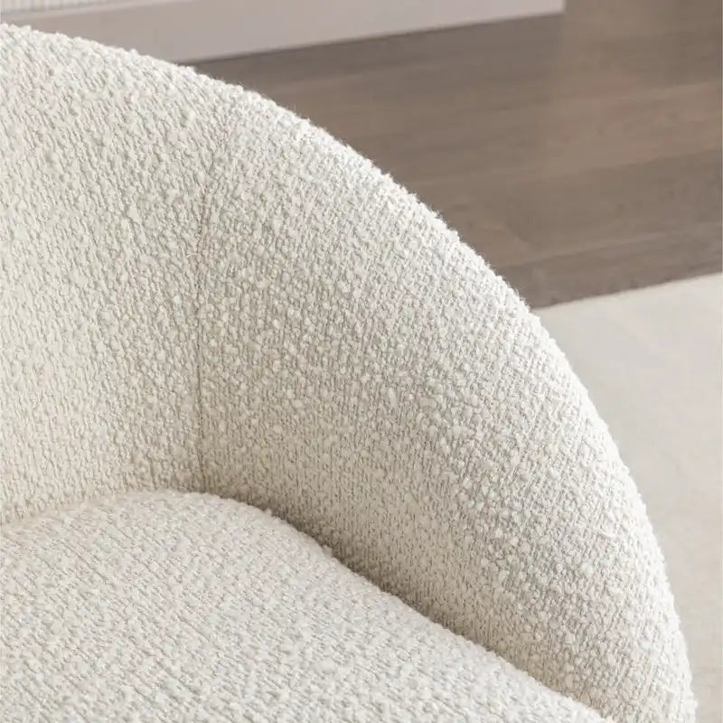 Poltrona a botte in bouclé bianco crema 31 con base girevole