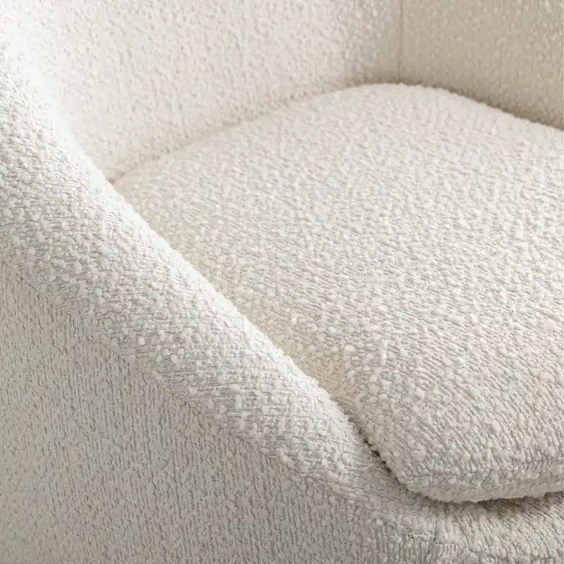 Poltrona a botte in bouclé bianco crema 31 con base girevole