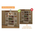 Credenza per dispensa da cucina a 50 LED, mobiletto a buffet autoportante con 2 ante con ripiani e 2 mensole regolabili