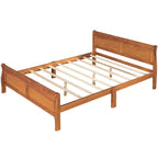 Letto a piattaforma matrimoniale in legno con testiera e supporto a doghe in legno, rovere