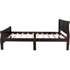Letto a piattaforma matrimoniale in legno con testiera e supporto a doghe in legno, rovere