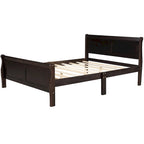 Letto a piattaforma matrimoniale in legno con testiera e supporto a doghe in legno, rovere