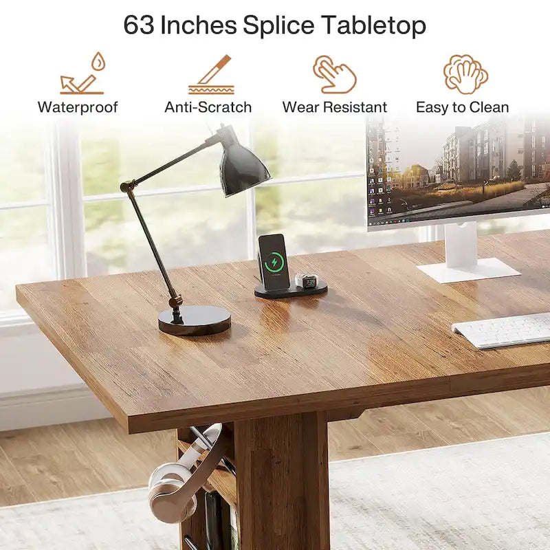 Scrivania direzionale da ufficio da 160 cm, grande scrivania per computer con contenitore