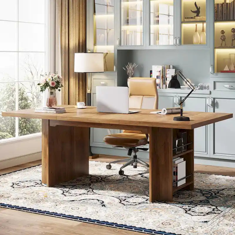 Scrivania direzionale da ufficio da 160 cm, grande scrivania per computer con contenitore