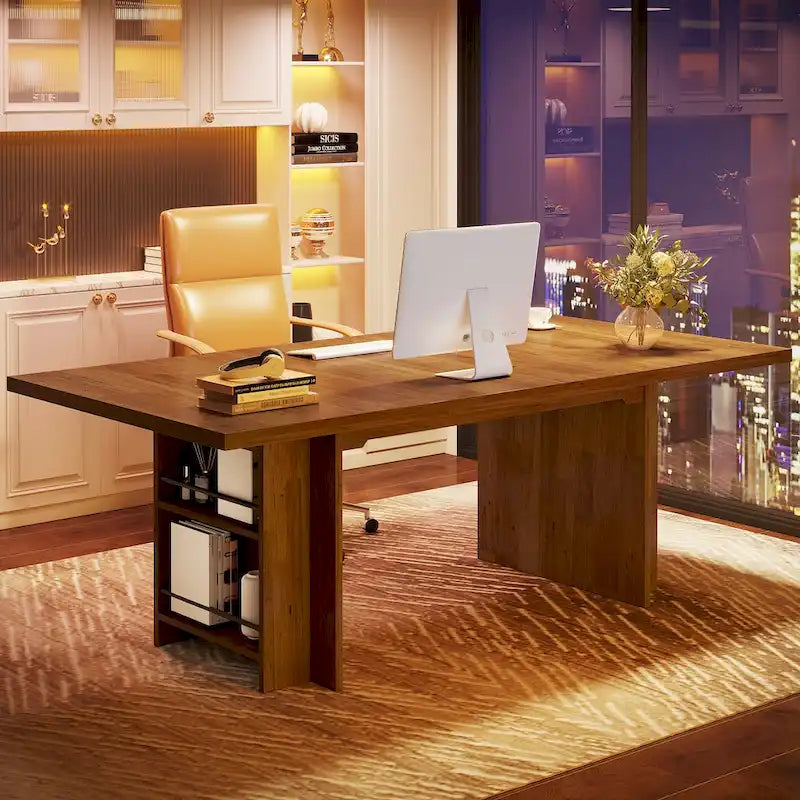 Scrivania direzionale da ufficio da 160 cm, grande scrivania per computer con contenitore