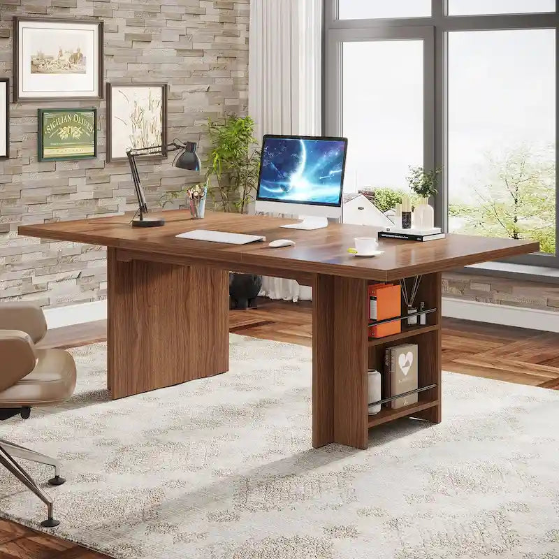 Scrivania direzionale da ufficio da 160 cm, grande scrivania per computer con contenitore