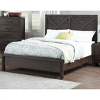 Rustic Contemporary Espresso 1pc Queen Size Bed Wooden X-Design HB Unique Look Bedroom Furniture