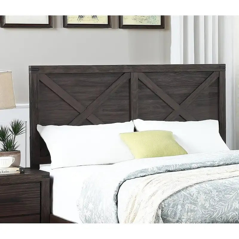 Letto Matrimoniale 1pz Contemporaneo Rustico Espresso con Testiera in Legno a X Design Unico Arredamento Camera da Letto