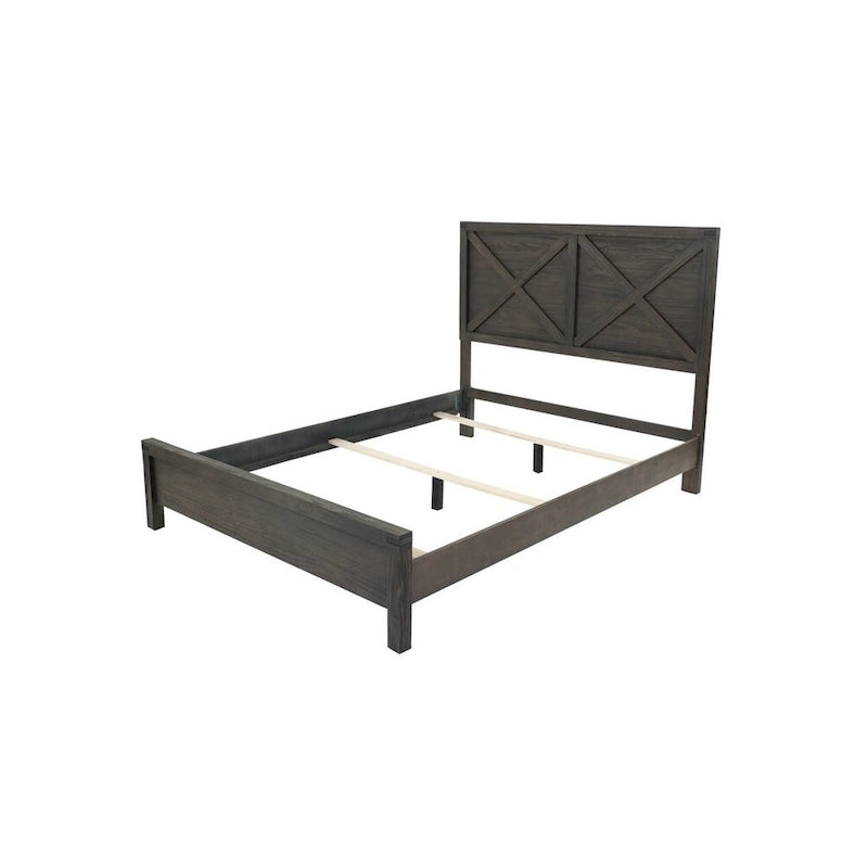 Letto Matrimoniale 1pz Contemporaneo Rustico Espresso con Testiera in Legno a X Design Unico Arredamento Camera da Letto