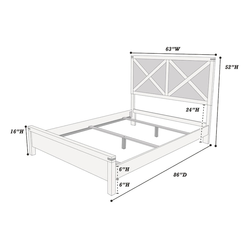 Letto Matrimoniale 1pz Contemporaneo Rustico Espresso con Testiera in Legno a X Design Unico Arredamento Camera da Letto