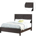 Letto Matrimoniale 1pz Contemporaneo Rustico Espresso con Testiera in Legno a X Design Unico Arredamento Camera da Letto