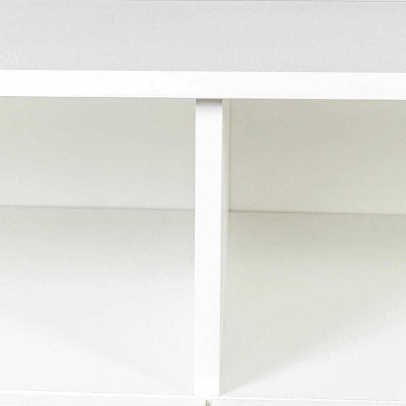 Mobile porta TV bianco da 70" con ripiani aperti e cassetti per il soggiorno