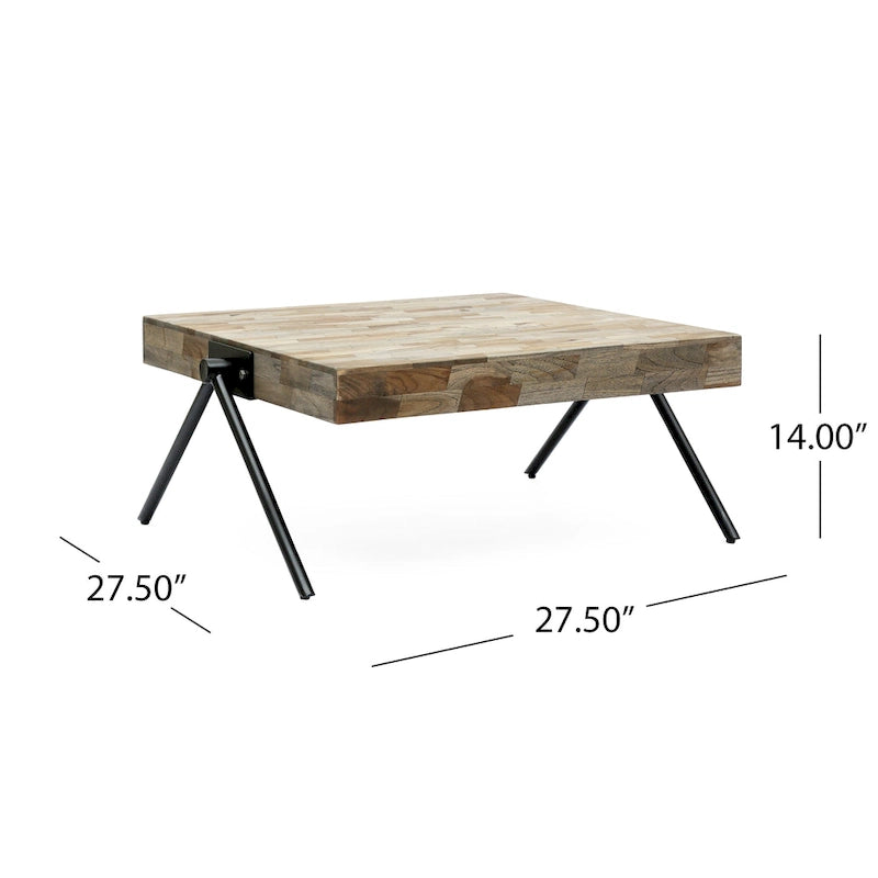 Tavolino da caffè di design moderno fatto a mano da 18,75 con piano in legno e gambe uniche a forma di V