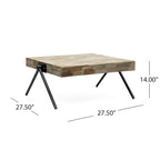 Tavolino da caffè di design moderno fatto a mano da 18,75 con piano in legno e gambe uniche a forma di V
