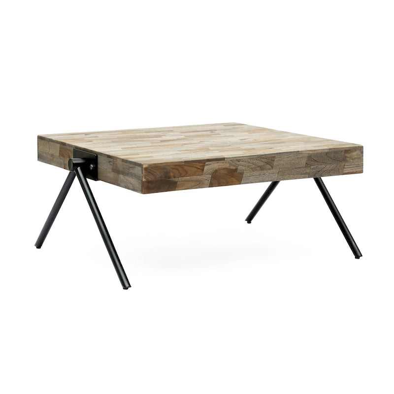 Tavolino da caffè di design moderno fatto a mano da 18,75 con piano in legno e gambe uniche a forma di V