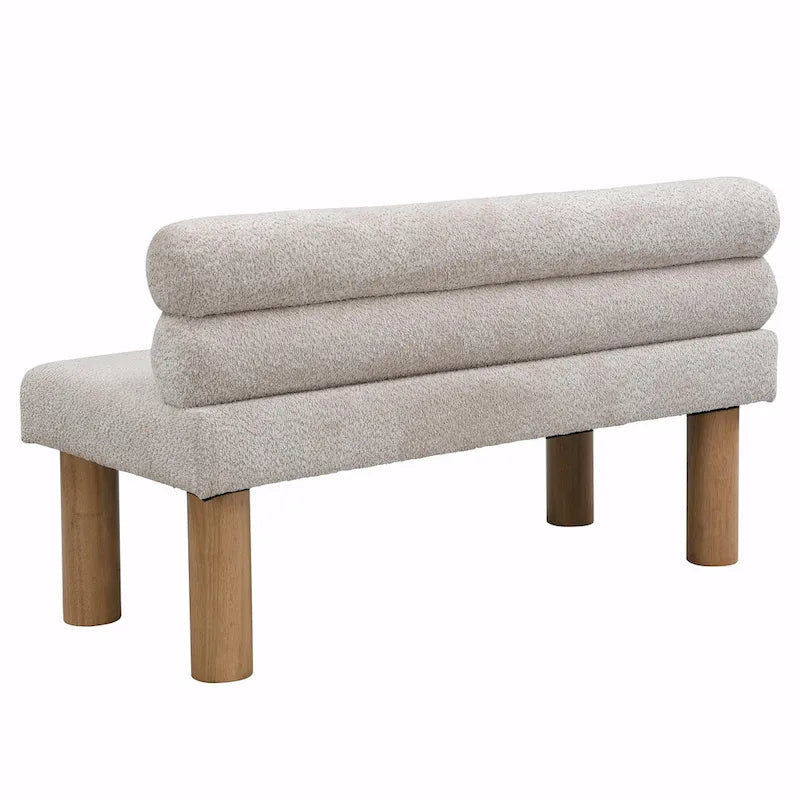 Panca da pranzo in tessuto Bouclé - Gambe in legno di Hevea