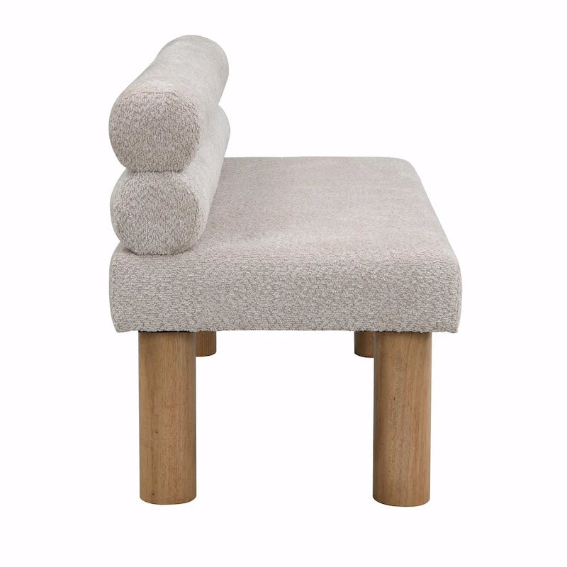 Panca da pranzo in tessuto Bouclé - Gambe in legno di Hevea