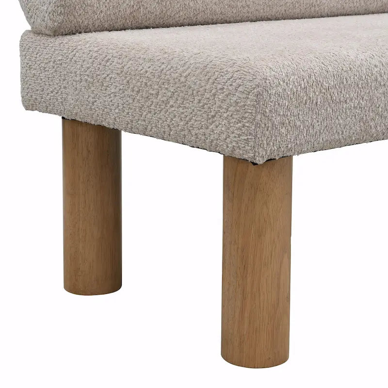 Panca da pranzo in tessuto Bouclé - Gambe in legno di Hevea