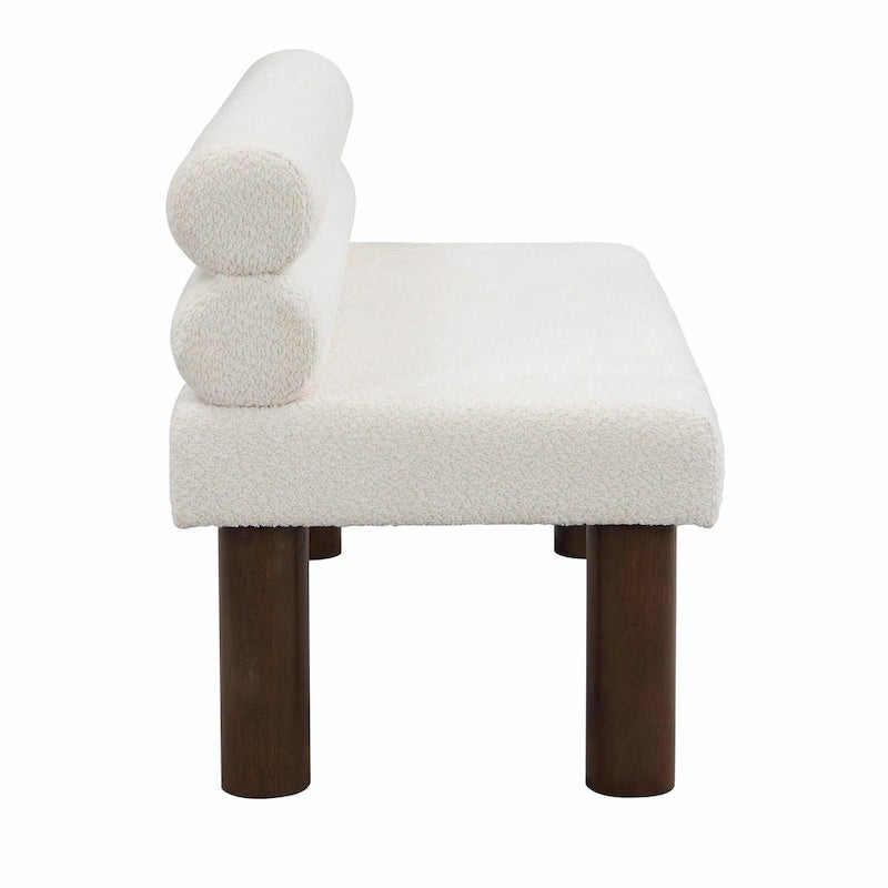 Panca da pranzo in tessuto Bouclé - Gambe in legno di Hevea