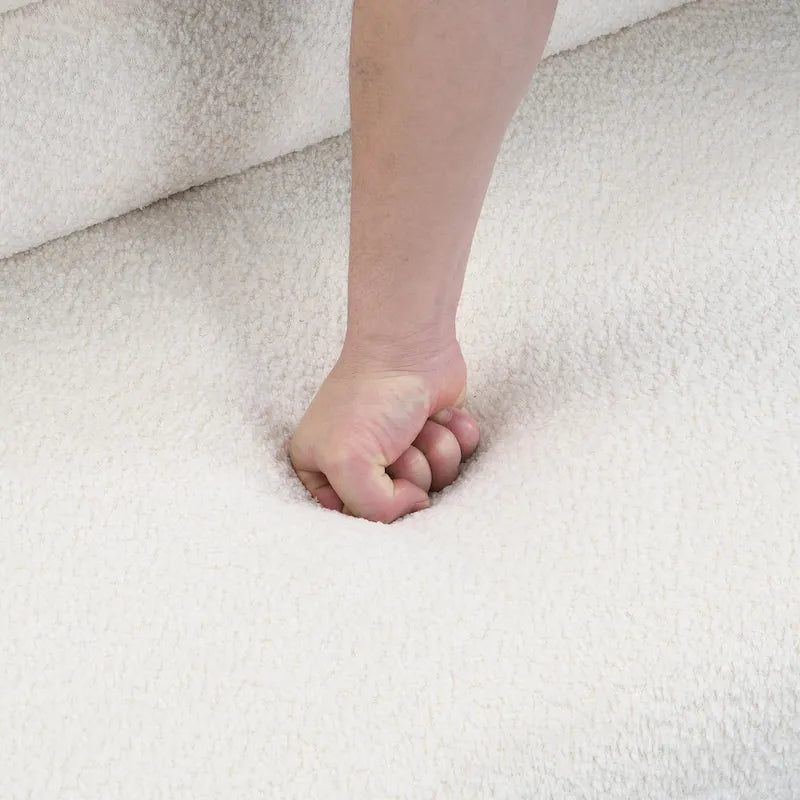 Panca da pranzo in tessuto Bouclé - Gambe in legno di Hevea