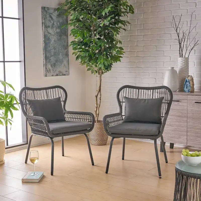 Tolovana Indoor Steel and Rope Club Chairs with Cushioned by 