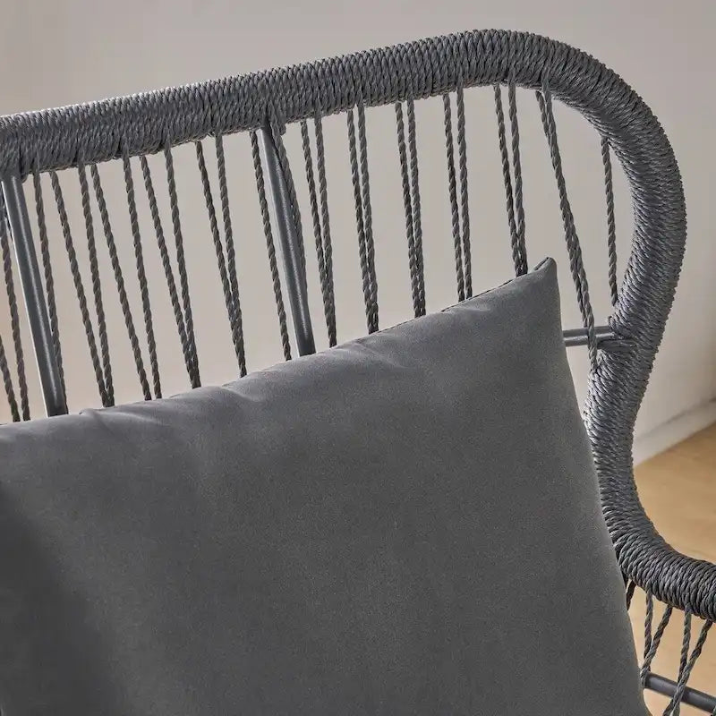 Poltrone da Club da Interno in Acciaio e Corda con Cuscini