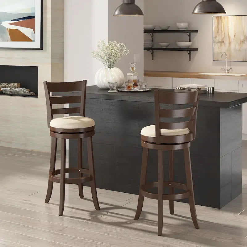  Ladder Back 29H Swivel Bar Stool