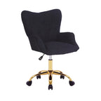 Sedia da Ufficio Girevole, Tessuto Teddy, Gambe Cromate Oro