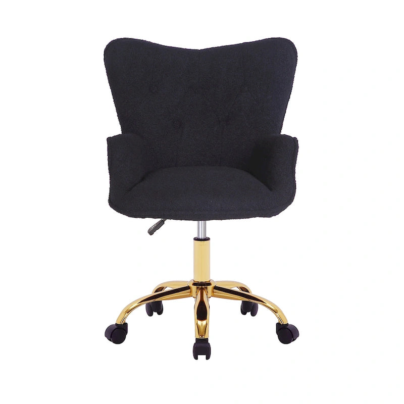 Sedia da Ufficio Girevole, Tessuto Teddy, Gambe Cromate Oro