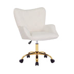 Sedia da Ufficio Girevole, Tessuto Teddy, Gambe Cromate Oro