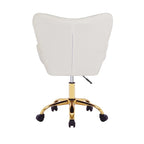 Sedia da Ufficio Girevole, Tessuto Teddy, Gambe Cromate Oro
