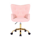 Sedia da Ufficio Girevole, Tessuto Teddy, Gambe Cromate Oro