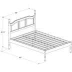 Letto matrimoniale Kyle 100% legno massello con pannelli rialzati e colonne tornite