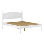 Letto matrimoniale Kyle 100% legno massello con pannelli rialzati e colonne tornite