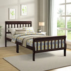 Letto a piattaforma in legno con testiera e pediera