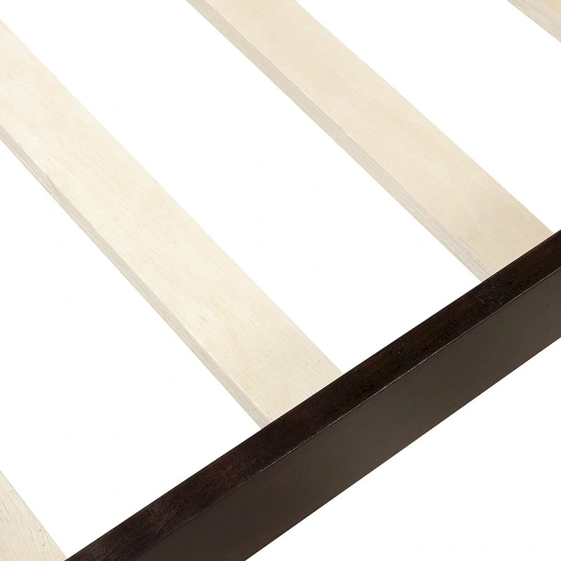 Letto a piattaforma in legno con testiera e pediera