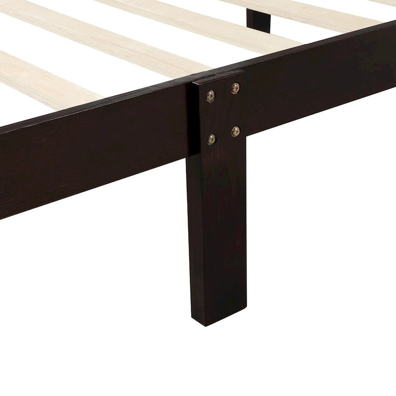 Letto a piattaforma in legno con testiera e pediera