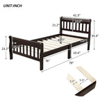 Letto a piattaforma in legno con testiera e pediera