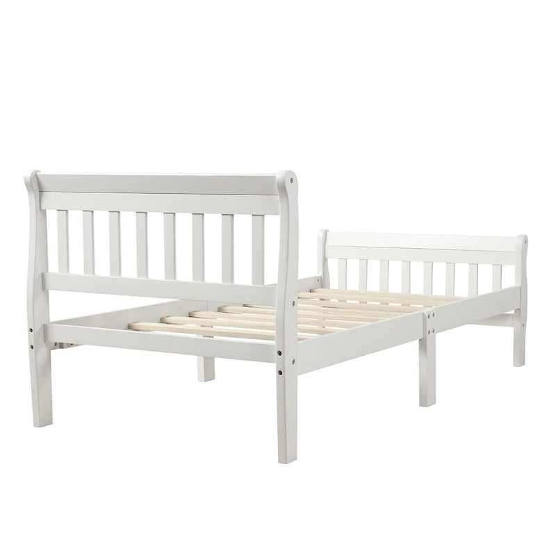 Letto a piattaforma in legno con testiera e pediera