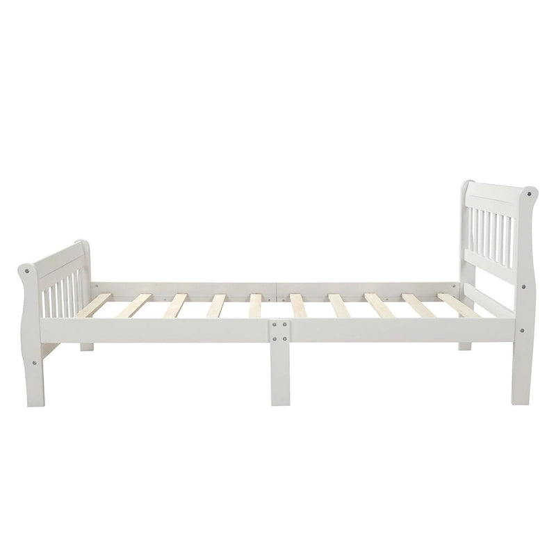 Letto a piattaforma in legno con testiera e pediera