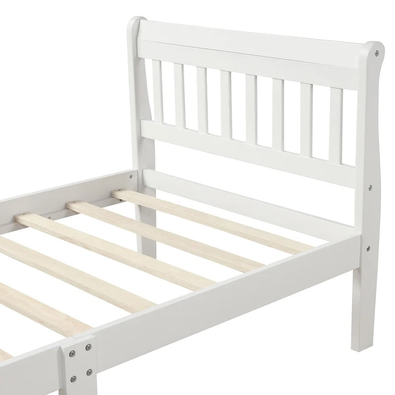Letto a piattaforma in legno con testiera e pediera